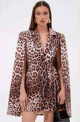 AMINAH LEOPARD PRINT BLAZER DRESS