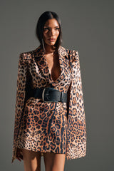 AMINAH LEOPARD PRINT BLAZER DRESS