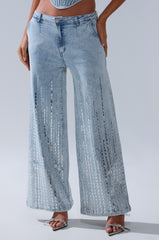 MILA EMBELLISHED FLARE PANT IN DENIM