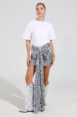 COOLEST AT THE PARTY SEQUIN SHIRT DRESS WITH BOW
