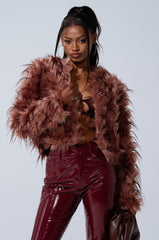PIPER TEXTURED FAUX FUR COAT