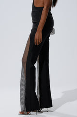 JULIA BANDAGE TROUSER WITH MESH RHINESTONES