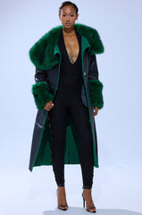 SEEING GREEN FUR TRIM TRENCH