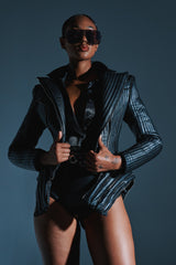 VORTEX FAUX LEATHER BLAZER