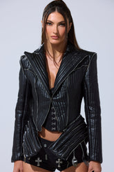 VORTEX FAUX LEATHER BLAZER
