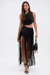 GINA SINGLE SHOULDER FRINGE TOP