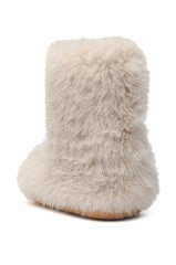 AZALEA WANG DIPA IVORY FUR FLAT BOOTIE