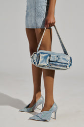 AZALEA WANG GEOVANNI SPARKLE DENIM PUMP WITH BOW DETAIL