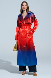 NICKI OMBRE SATIN TRENCH