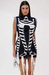 ALL ABOUT IT LACE UP MINI DRESS IN DENIM