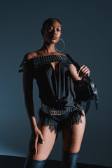 VENUS STUDDED OFF-THE-SHOULDER TOP