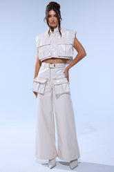 SHOW STOPPER FAUX LEATHER CARGO TROUSER