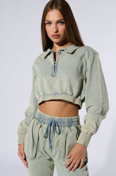 SOCIAL STATUS PULLOVER DENIM SWEATSHIRT