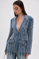 STANDOUT EMBELLISHED DENIM BLAZER