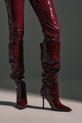 AZALEA WANG MITICA BURGUNDY PATENT SLOUCH BOOT