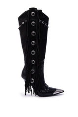 AZALEA WANG PELAGIANA BLACK WESTERN POINTED TOE STILETTO BOOT