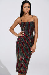 RENEE RHINESTONE MIDI DRESS