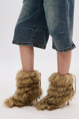 AZALEA WANG SALERE BROWN ROPE DETAIL STILETTO BOOTIE