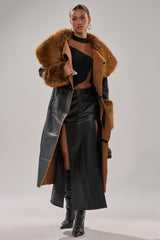 SIREN FUR TRIM TRENCH COAT