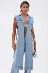 DOWN TO IT SPLIT DENIM VEST