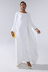 KYLIE MAXI DRESS WITH RUFFLE SLEEVES IN WHITE