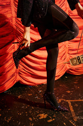 AZALEA WANG TEAGAN BLACK MULTI RHINESTONE STRAP PUMP