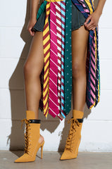 AZALEA WANG XIOMARA YELLOW LACE UP STILETTO BOOTIE