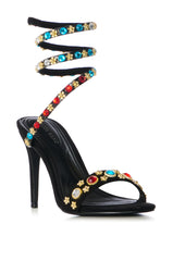 AZALEA WANG ABU BLACK EMBELLISHED COIL SANDAL