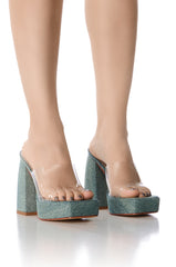 AZALEA WANG AERIAL BLUE DENIM WASHED SANDAL