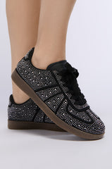 AZALEA WANG BRYAR BLACK EMBELLISHED SNEAKER