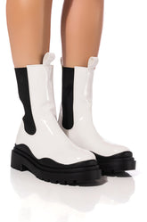 AZALEA WANG GHOSTED FLATFORM CHELSEA BOOT IN BLACK WHITE