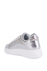 AZALEA WANG MERLINA SILVER CRACKLE SNEAKER