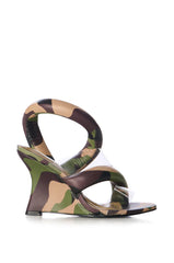 AZALEA WANG MINORU PUFF WEDGE SANDAL IN CAMO
