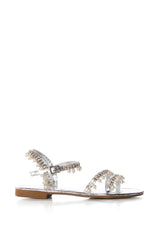 AZALEA WANG PETTYFER SILVER EMBELLISHED FLAT SANDAL