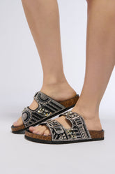 AZALEA WANG ROMILLY BLACK EMBELLISHED FLAT