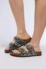 AZALEA WANG ROMILLY BLACK EMBELLISHED FLAT