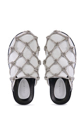 AZALEA WANG SHYLAH WHITE DIAMOND ROPE NETTED FLAT