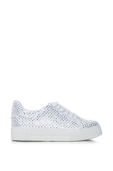 AZALEA WANG COPE 12 WHITE SPARKLE FLAT SLIP ON SNEAKER