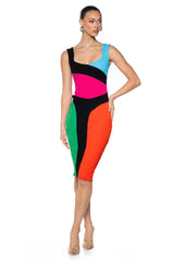 COLOR WOW MESH MIDI DRESS