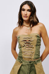 KILL THE LIGHTS DENIM CORSET TOP