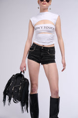 LOOK DONT TOUCH GRAPHIC CUTOUT TEE