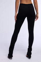 PAXTON RIBBED CROSS FRONT FLARED LEGGING IN BLACK