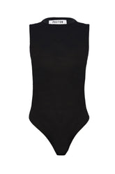 PAXTON SLEEVELESS MESH BODYSUIT IN BLACK