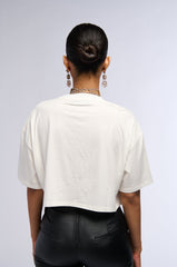 RHINESTONE EMBELLISHED BODY HEAT CROPPED TEE