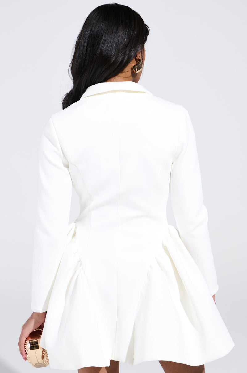 HBIC BLAZER MINI DRESS IN WHITE