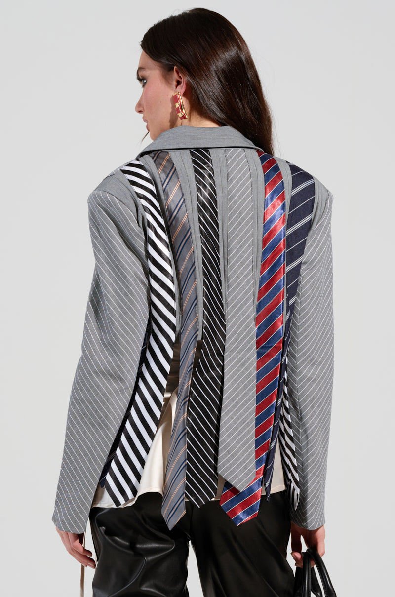 STRICTLY BUSINESS TIE DETAIL BLAZER