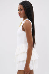 EVERYDAY UNIFORM RUFFLED MINI DRESS IN IVORY