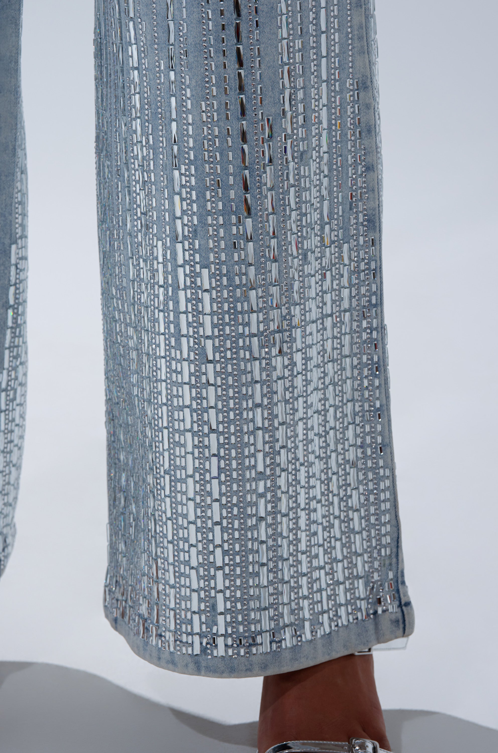 MILA EMBELLISHED FLARE PANT IN DENIM