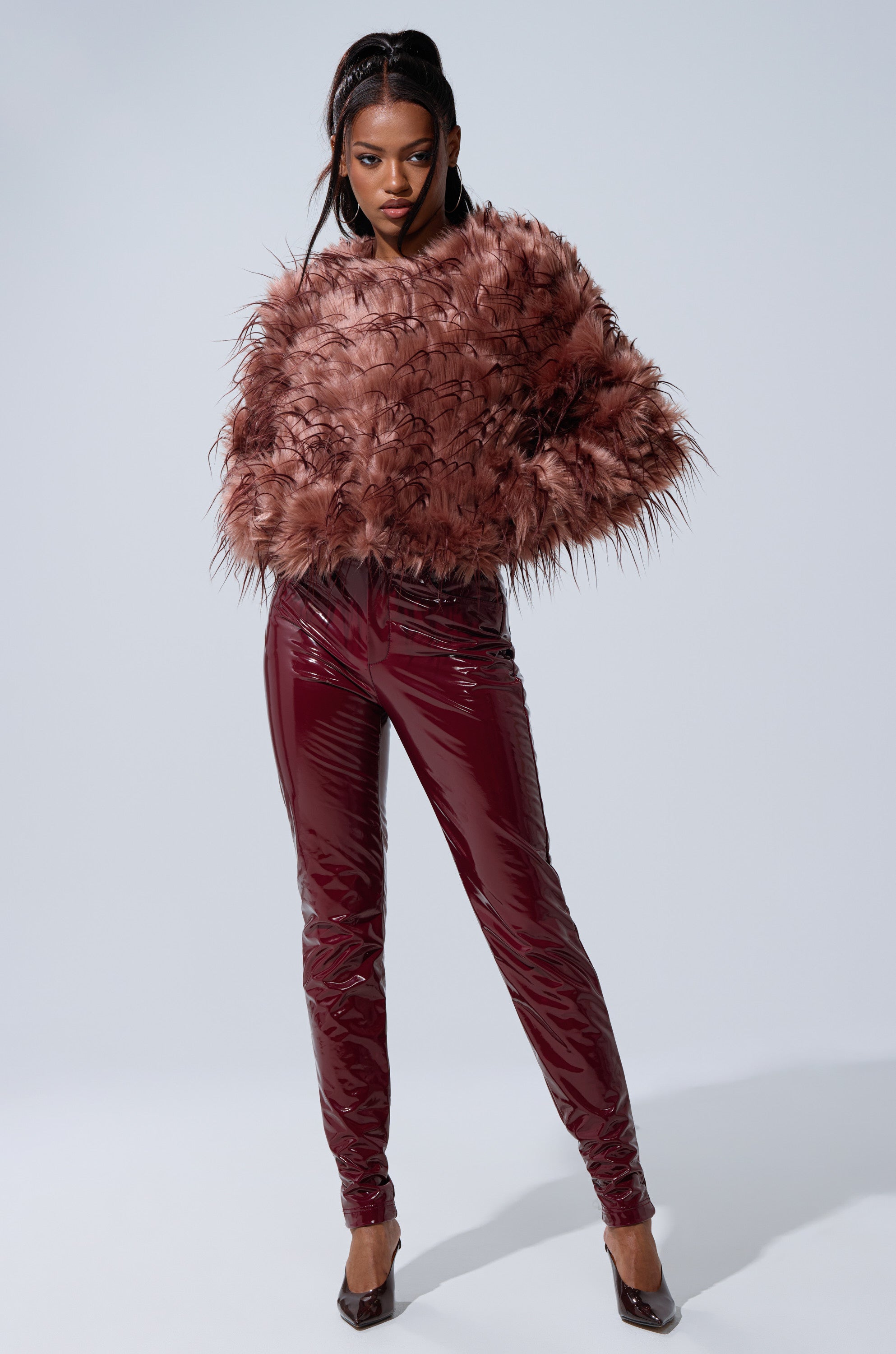 PIPER TEXTURED FAUX FUR COAT