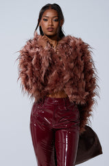 PIPER TEXTURED FAUX FUR COAT